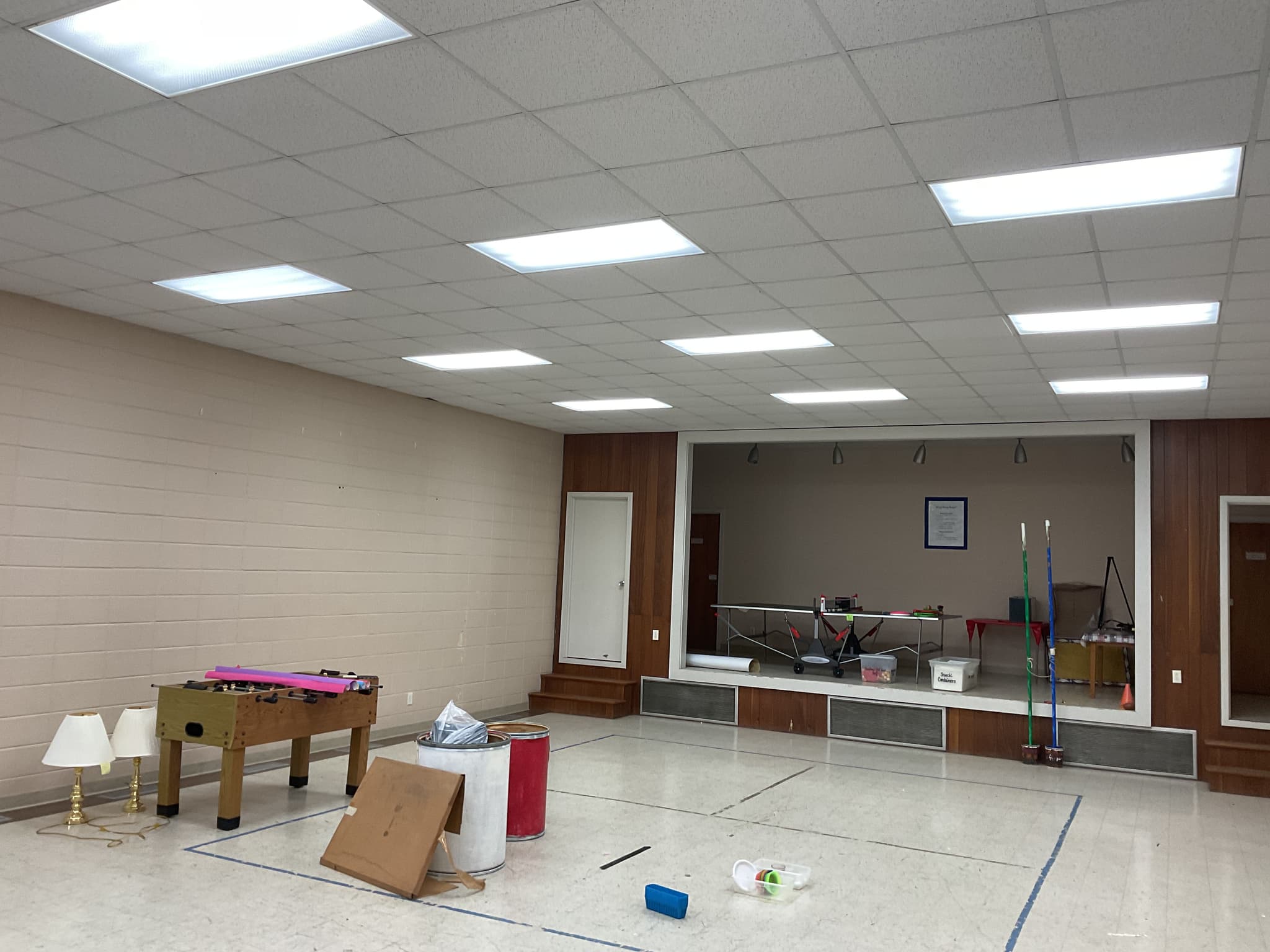LED panel upgrade in church fellowship hall